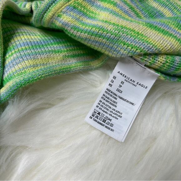 AMERICAN EAGLE Retro Bell Sleeve Knit Crop Top Womens XS Mod Disco Hippie Boho - Picture 7 of 7